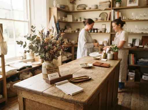 A small shop counter