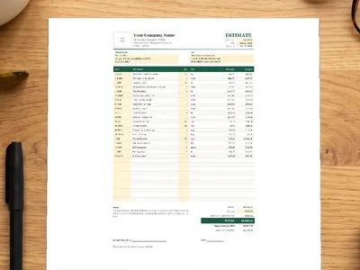 The estimate printed out on a desk, ready for the client